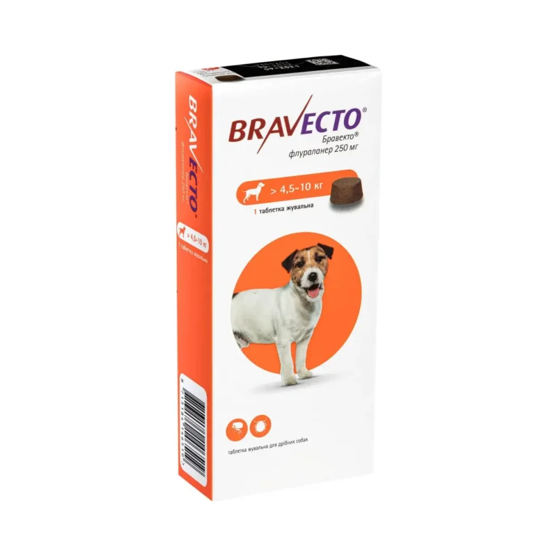 Бравекто для собак 4,5-10 кг, Bravecto таблетка від бліх та кліщів купити