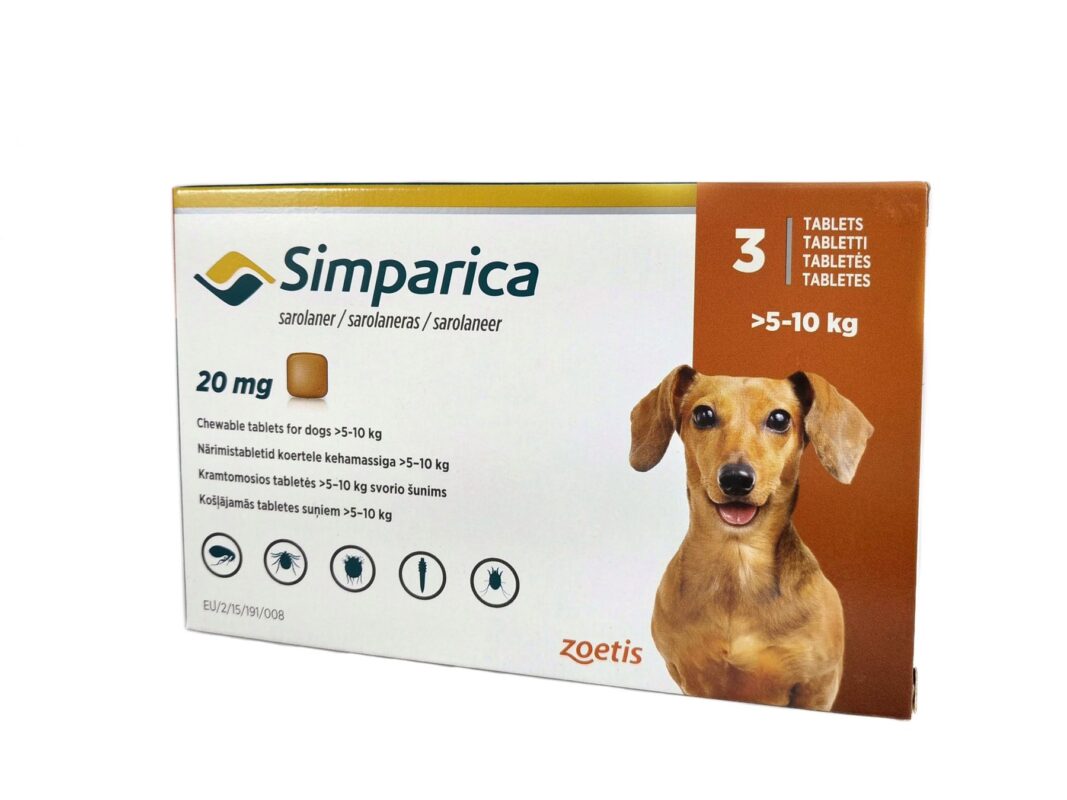 Сімпаріка для собак 5-10 кг, таблетка від бліх та кліщів купити