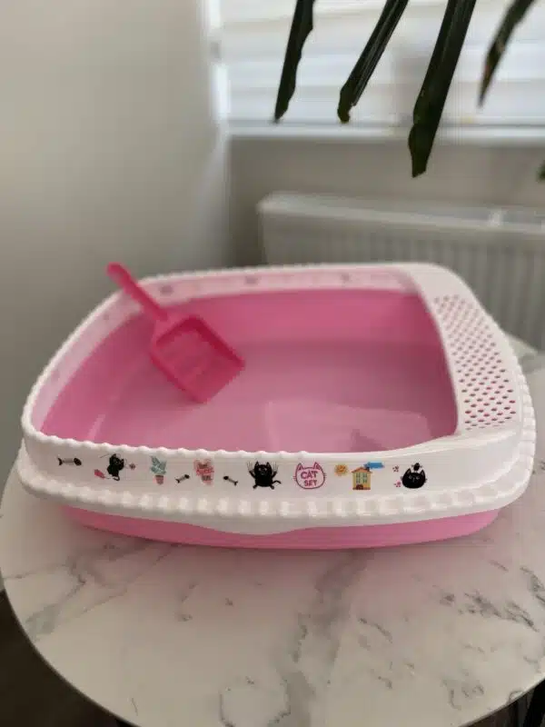 Туалет-лоток для кота з бортиком та лопаткою, рожевий купити Дніпро