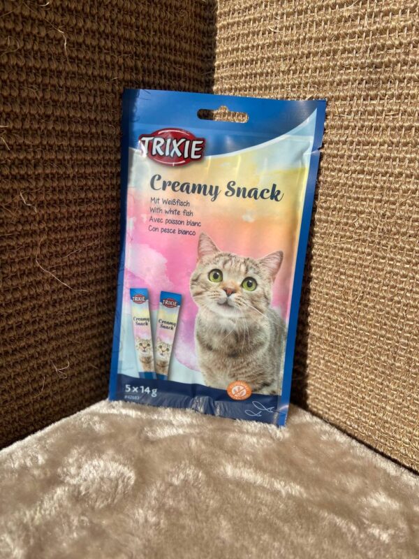 Ласощі для котів Trixie Creamy Snacks біла риба рідкі 5 шт купити дніпро