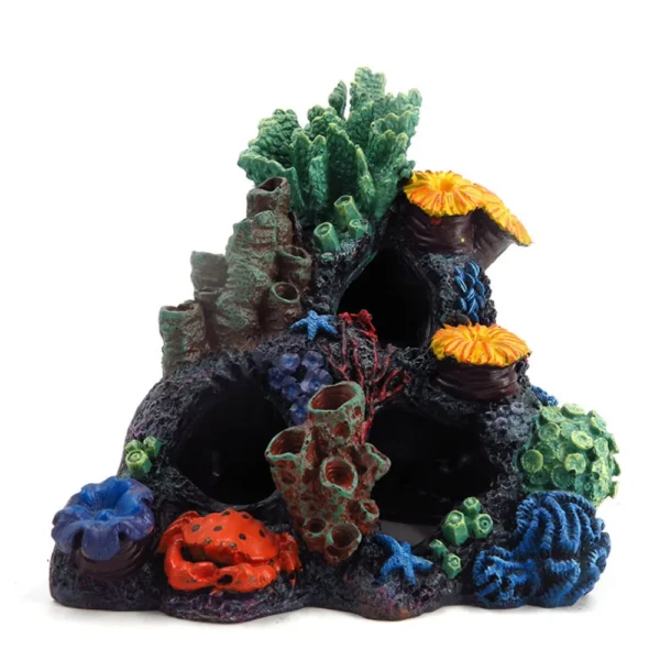 Кутова коралова печера зі сховами-декор для акваріума 21,5 см купити дніпро