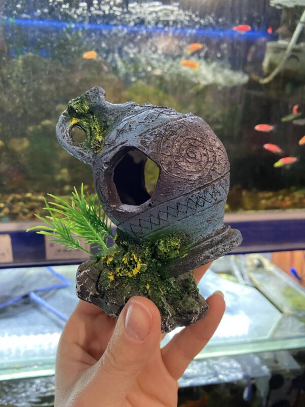 Амфора з кущем 10 см, декор у акваріум купити Дніпро